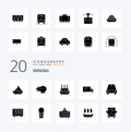 20 Vehicles Solid Glyph icon Pack like decker transport steamboat passenger vehicles Royalty Free Stock Photo