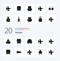 20 Vehicles Solid Glyph icon Pack like take off vehicle flight transport Royalty Free Stock Photo