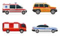 Vehicles of various emergency and rescue services car vector illustration