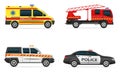 Vehicles of various emergency and rescue services car vector illustration