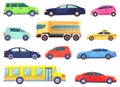 Transport Set, Bus and Taxi Automobile Vehicles