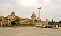 Vehicles wating of traffic signl in front of Vidhana Soudha the state legislature building in Bangalore, India