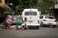 Vehicles wrongly stopped over the pedestrian crossing