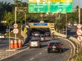 Vehicular traffic at the entrance to the Ayrton Senna road complex in the south of Sao Paulo Royalty Free Stock Photo