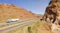 Vehicle and Truck Traffic Travel Along Interstate 40 in New Mexico
