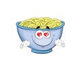 In love cartoon illustration of pasta