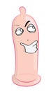 Curious internet meme illustration of condom