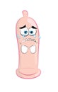 Crying cartoon illustration of condom