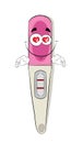 In love cartoon illustration of pregnancy test