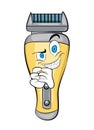 Evil cartoon illustration of barber shaver