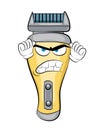 Angry cartoon illustration of barber shaver