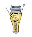 Laughing internet meme illustration of barber shaver