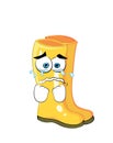 Crying cartoon illustration of autumn boots