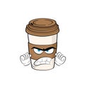 Angry cartoon illustration of coffee cup