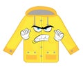 Angry cartoon illustration of yellow rain coat