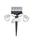 Angry cartoon illustration of hair coloring brush