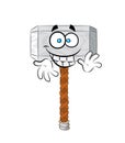 Happy cartoon illustration of thor hammer