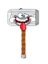 Annoying cartoon illustration of thor hammer