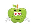 In love cartoon illustration of green apple