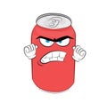 Angry cartoon illustration of red can