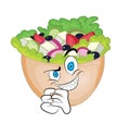 Evil cartoon illustration of Caesar salad