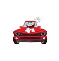 Laughing  cartoon illustration of mustang car Royalty Free Stock Photo