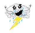 Crying internet meme illustration of clouds and lightning