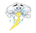 Crying cartoon illustration of clouds and lightning