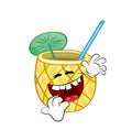 Laughing cartoon illustration of pinacolada cocktail