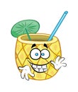 Happy cartoon illustration of pinacolada cocktail Royalty Free Stock Photo