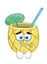 Crying cartoon illustration of pinacolada cocktail