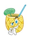 Evil cartoon illustration of pinacolada cocktail Royalty Free Stock Photo