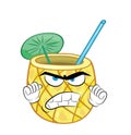 Angry cartoon illustration of pinacolada cocktail Royalty Free Stock Photo