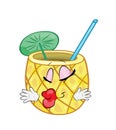 Kissing cartoon illustration of pinacolada cocktail