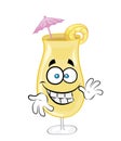 Happy cartoon illustration of pinacolada cocktail