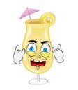 Punk cartoon illustration of pinacolada cocktail