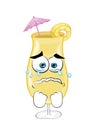 Crying cartoon illustration of pinacolada cocktail