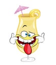 Annoying cartoon illustration of pinacolada cocktail Royalty Free Stock Photo