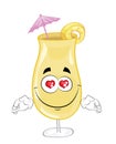 In love cartoon illustration of pinacolada cocktail