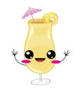 Cute cartoon illustration of pinacolada cocktail