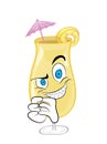 Evil cartoon illustration of pinacolada cocktail