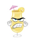Angry cartoon illustration of pinacolada cocktail