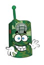 Happy cartoon illustration of military radio station