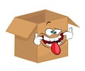 Annoying cartoon illustration of cardboard box