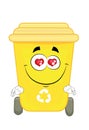 In love cartoon illustration of garbage container