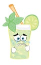 Crying cartoon illustration of mojito cocktail