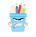 Angry cartoon illustration of pencil case