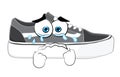 Crying cartoon illustration of fashionable shoes