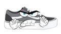 Angry cartoon illustration of fashionable shoes