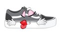 Kissing cartoon illustration of fashionable shoes